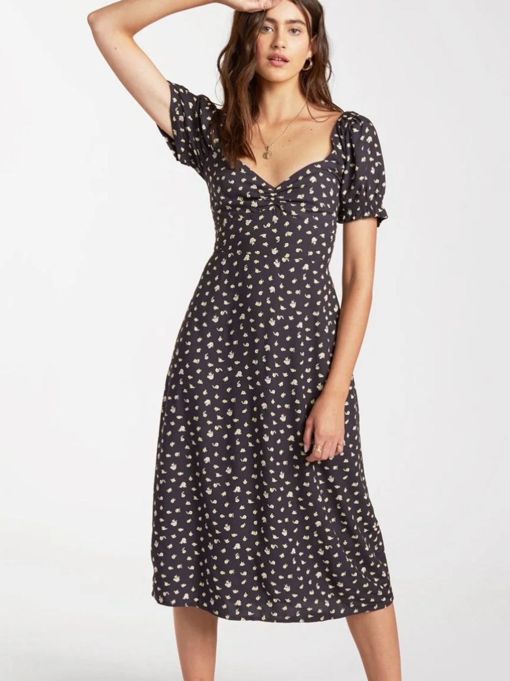 Billabong Black Floral Midi Dress
